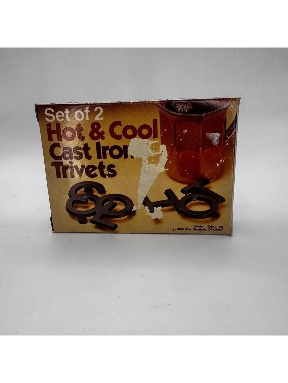 Vintage 1980 Cast Iron Trivets – HOT Set of 2, NOS Kitchen Decor